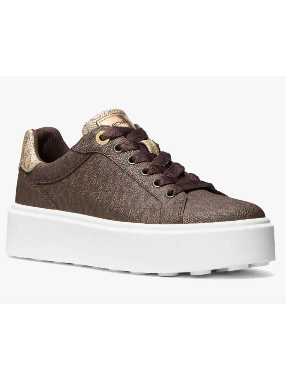 Michael Kors Romey Metallic Two-Tone Shoe Signature Logo Platform Sneaker 6 NEW